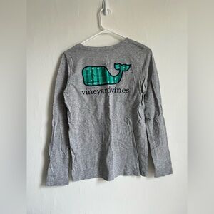 XS vineyard vines Women’s football long sleeve whale logo tee gray tshirt extra